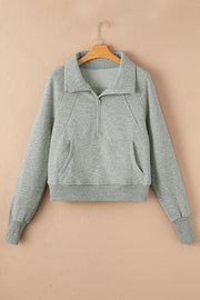 Gray Zip Up Sleeve Sweatshirt