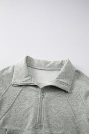 Gray Zip Up Sleeve Sweatshirt