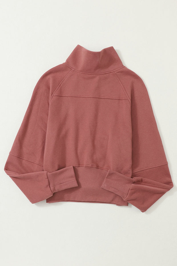 Brown Zip Up Sleeve Sweatshirt