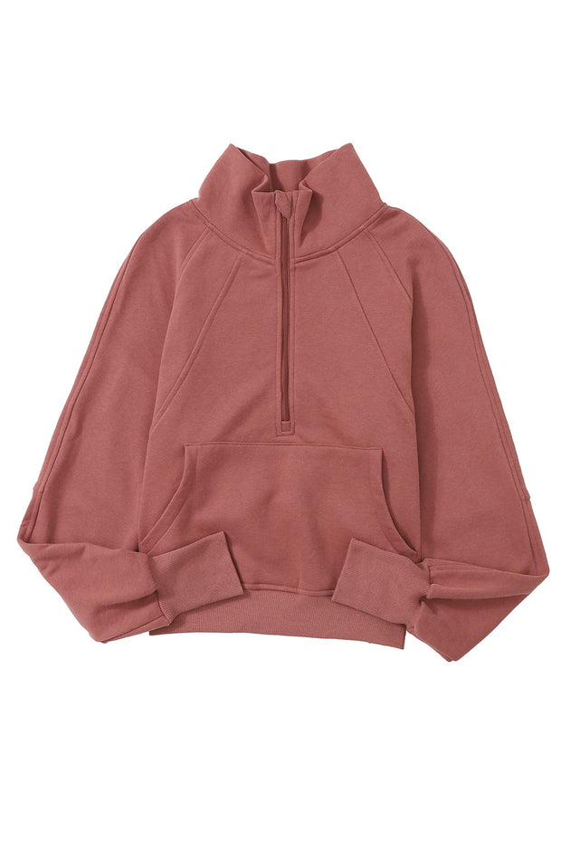 Brown Zip Up Sleeve Sweatshirt