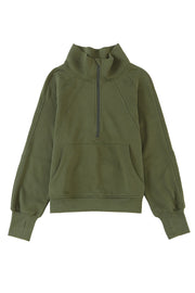 Green Zip Up Sleeve Sweatshirt