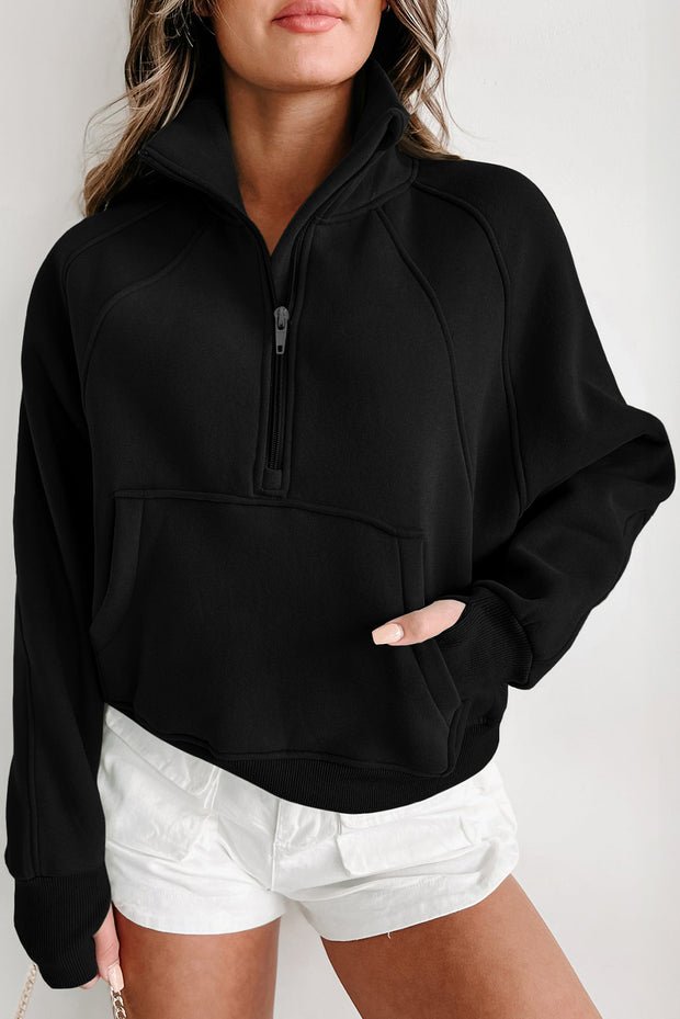 Black Zip Up Sleeve Sweatshirt