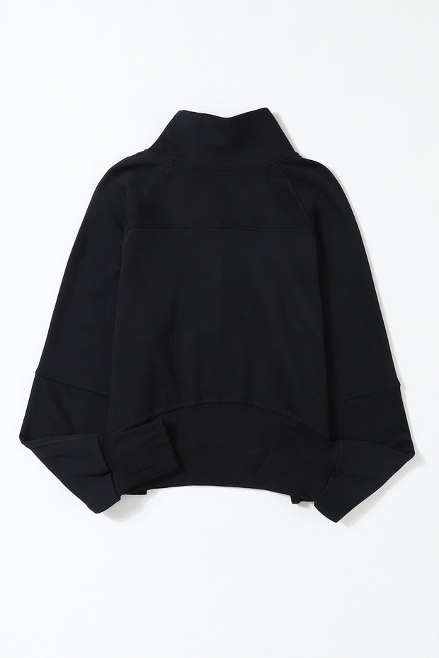 Black Zip Up Sleeve Sweatshirt