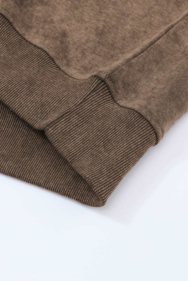 Brown Drop Shoulder Crew Neck Pullover Sweatshirt