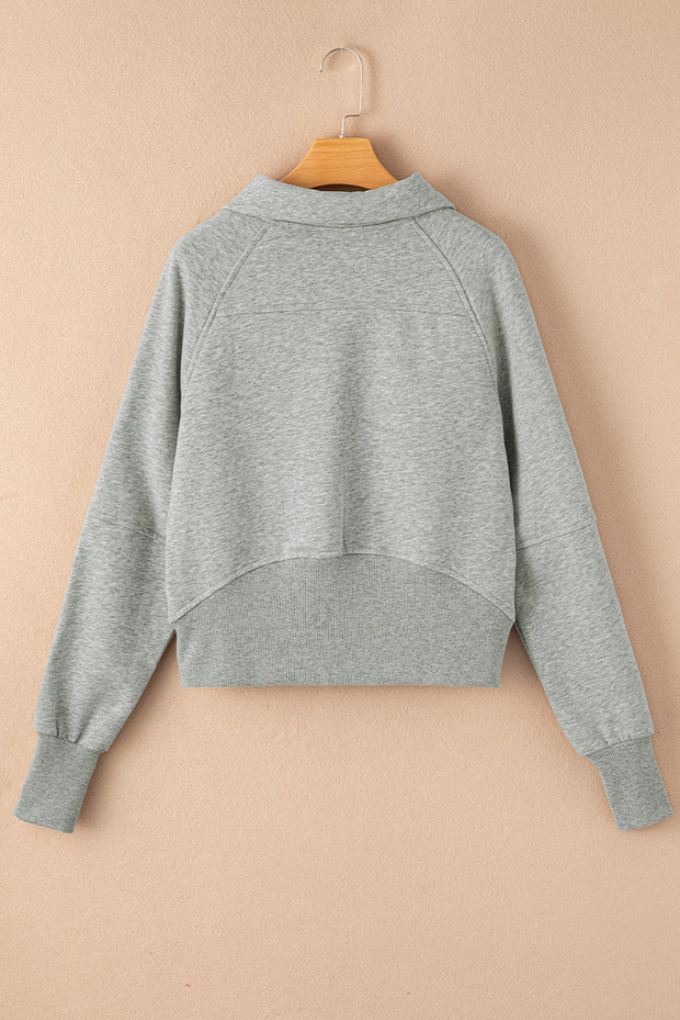 Gray Zip Up Sleeve Sweatshirt
