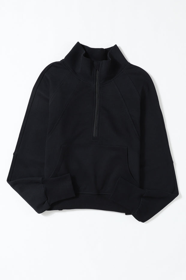 Black Zip Up Sleeve Sweatshirt
