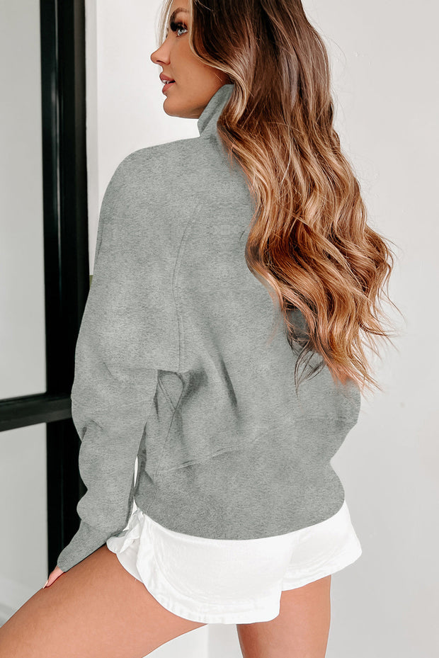 Gray Zip Up Sleeve Sweatshirt