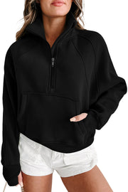 Black Zip Up Sleeve Sweatshirt