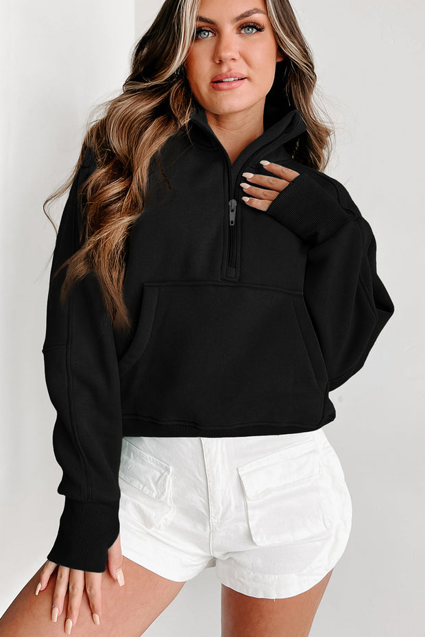 Black Zip Up Sleeve Sweatshirt